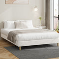 Oikiture White Boucle Bed Frame - Queen