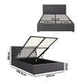 Oikiture Gas-Lift Velvet Bed Frame - Double