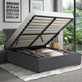 Oikiture Gas-Lift Velvet Bed Frame - Double