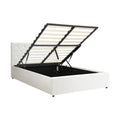Oikiture Gas-Lift Velvet Bed Frame - Double