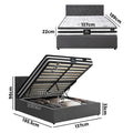Oikiture Gas-Lift Velvet Bed Frame - Double
