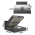 Oikiture Gas-Lift Velvet Bed Frame - King
