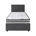 Oikiture Gas-Lift Velvet Bed Frame - King Single