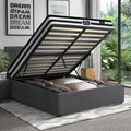 Oikiture Gas-Lift Velvet Bed Frame - King Single