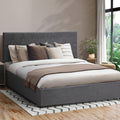 Oikiture Gas-Lift Velvet Bed Frame - King