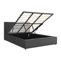 Oikiture Gas-Lift Velvet Bed Frame - King