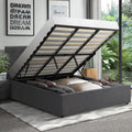 Oikiture Gas-Lift Velvet Bed Frame - King