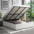 Oikiture Gas-Lift Velvet Bed Frame - King