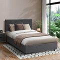 Oikiture Gas-Lift Velvet Bed Frame - King Single