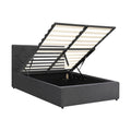 Oikiture Gas-Lift Velvet Bed Frame - King Single