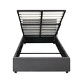 Oikiture Gas-Lift Velvet Bed Frame - King Single