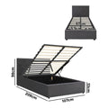 Oikiture Gas-Lift Velvet Bed Frame - King Single