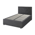 Oikiture Gas-Lift Velvet Bed Frame - King Single