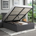 Oikiture Gas-Lift Velvet Bed Frame - King Single