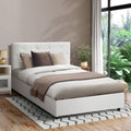 Oikiture Gas-Lift Velvet Bed Frame - King Single