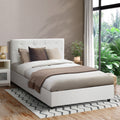 Oikiture Gas-Lift Velvet Bed Frame - King Single