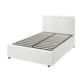 Oikiture Gas-Lift Velvet Bed Frame - King Single