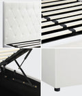 Oikiture Gas-Lift Velvet Bed Frame - King Single