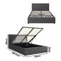 Oikiture Gas-Lift Velvet Bed Frame - Queen