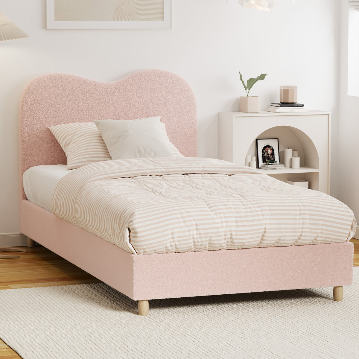 Oikiture Boucle Bed Frame - King Single