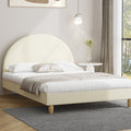 Oikiture Fabric Bed Frame - Beige - Double