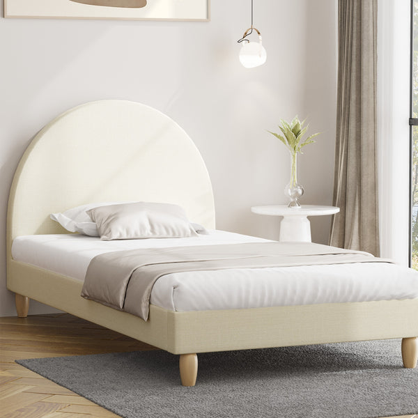 Oikiture Fabric Bed Frame - Beige