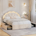 Oikiture LED Bed Frame with 4 Drawers - Pink