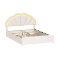Oikiture Queen Double King Single Bed Frame LED Headboard with 4 Drawers Pink - Double / Beige