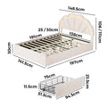 Oikiture Queen Double King Single Bed Frame LED Headboard with 4 Drawers Pink - Double / Beige