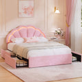 Oikiture LED Bed Frame with 4 Drawers - Pink