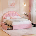 Oikiture Queen Double King Single Bed Frame LED Headboard with 4 Drawers Pink - Double / Pink