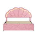 Oikiture Queen Double King Single Bed Frame LED Headboard with 4 Drawers Pink - Double / Pink