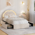 Oikiture LED Bed Frame with 4 Drawers - Pink