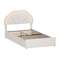 Oikiture Queen Double King Single Bed Frame LED Headboard with 4 Drawers Pink - King Single / Beige