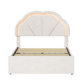 Oikiture Queen Double King Single Bed Frame LED Headboard with 4 Drawers Pink - King Single / Beige