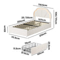 Oikiture Queen Double King Single Bed Frame LED Headboard with 4 Drawers Pink - King Single / Beige