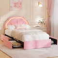 Oikiture LED Bed Frame with 4 Drawers - Pink