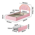 Oikiture Queen Double King Single Bed Frame LED Headboard with 4 Drawers Pink - King Single / Pink