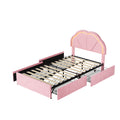 Oikiture Queen Double King Single Bed Frame LED Headboard with 4 Drawers Pink - King Single / Pink