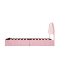 Oikiture Queen Double King Single Bed Frame LED Headboard with 4 Drawers Pink - King Single / Pink