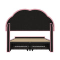 Oikiture Queen Double King Single Bed Frame LED Headboard with 4 Drawers Pink - King Single / Pink