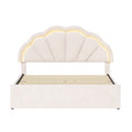 Oikiture Queen Double King Single Bed Frame LED Headboard with 4 Drawers Pink - Queen / Beige