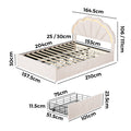 Oikiture Queen Double King Single Bed Frame LED Headboard with 4 Drawers Pink - Queen / Beige