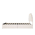 Oikiture Queen Double King Single Bed Frame LED Headboard with 4 Drawers Pink - Queen / Beige