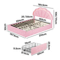 Oikiture Queen Double King Single Bed Frame LED Headboard with 4 Drawers Pink - Queen / Pink
