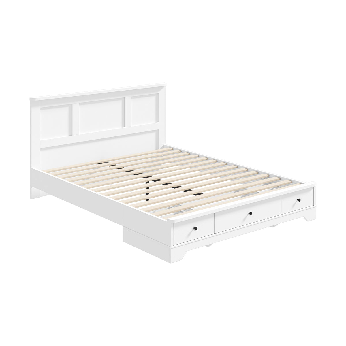 Oikiture Double Wooden Bed Frame Base with 4 Storage Drawers White - product image 2