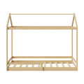 Oikiture Kids House Fence Bed Frame - Single