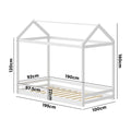 Oikiture Kids House Fence Bed Frame - Single