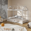 Oikiture Kids House Fence Bed Frame - Single