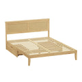 Oikiture Wooden Bed Frame with 2 Large Storage Drawers Rattan Headboard - Double
